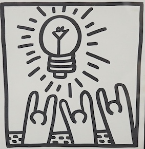 Keith Haring, limited edition edition print, ‘Light bulb moment’, Tony Shafrazi New York Gallery label verso, 23 x 22cm. Condition - good